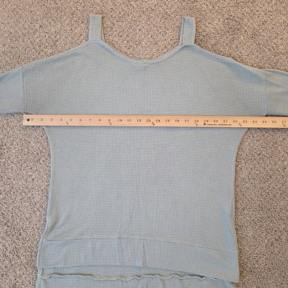Ee:some Women Sage Green Waffle Knit Cold‎ Shoulder Top Size M - Picture 4 of 10